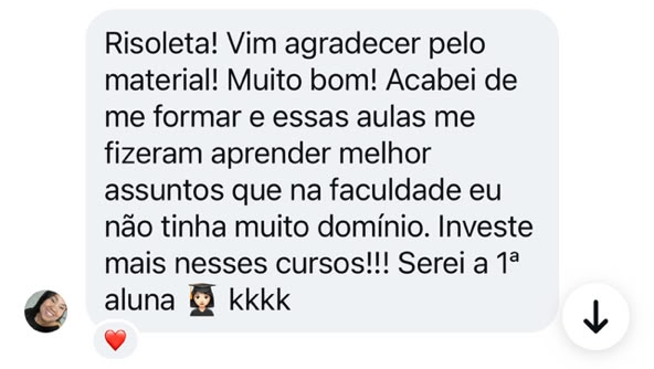 Print de depoimento de aluno(a) via WhatsApp