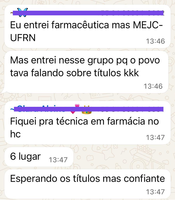 Print de depoimento de aluno(a) via WhatsApp