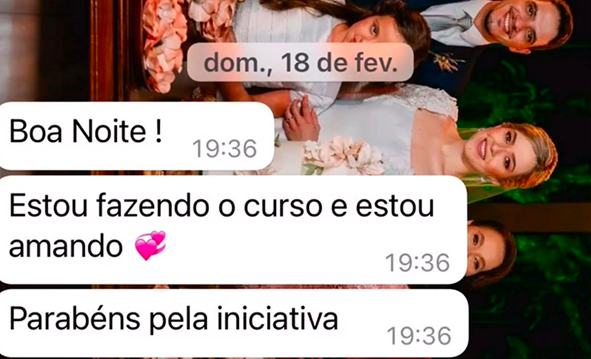 Print de depoimento de aluno(a) via WhatsApp
