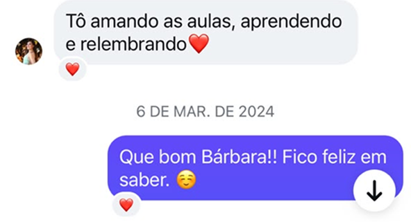 Print de depoimento de aluno(a) via WhatsApp